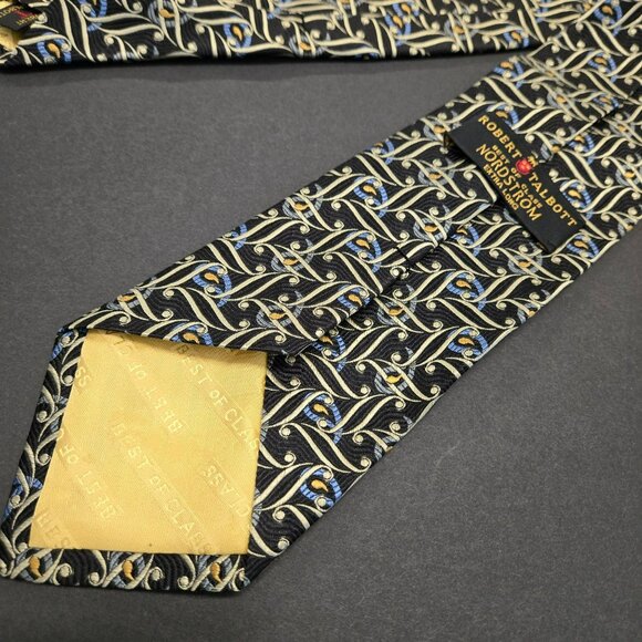 Robert Talbott Nordstrom Best Of Class X-Long Silk Tie 64x3.75 Black Gold Blue - Picture 4 of 7